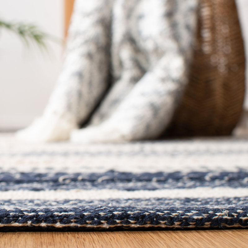 Mistana™ Addilyn Handmade Flatweave Cotton Ivory/Navy Rug & Reviews